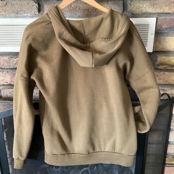 Zenana Zip Up Hoodie Women’s XS Olive Green/Brown - Picture 3 of 6